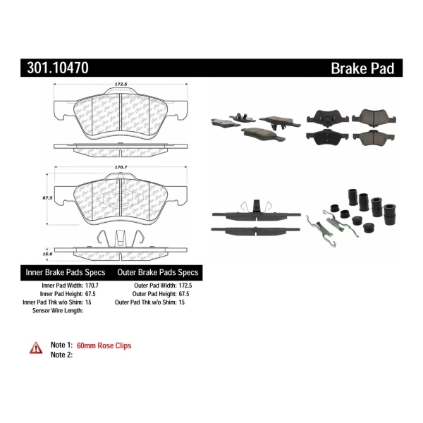 Centric Premium Ceramic Front Disc Brake Pads 301.10470