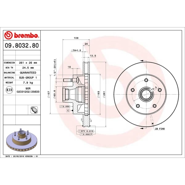 brembo OE Replacement Front Brake Rotor 09.8032.80