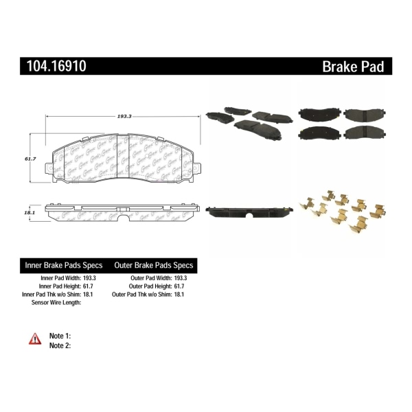 Centric Posi Quiet™ Semi-Metallic Rear Disc Brake Pads 104.16910