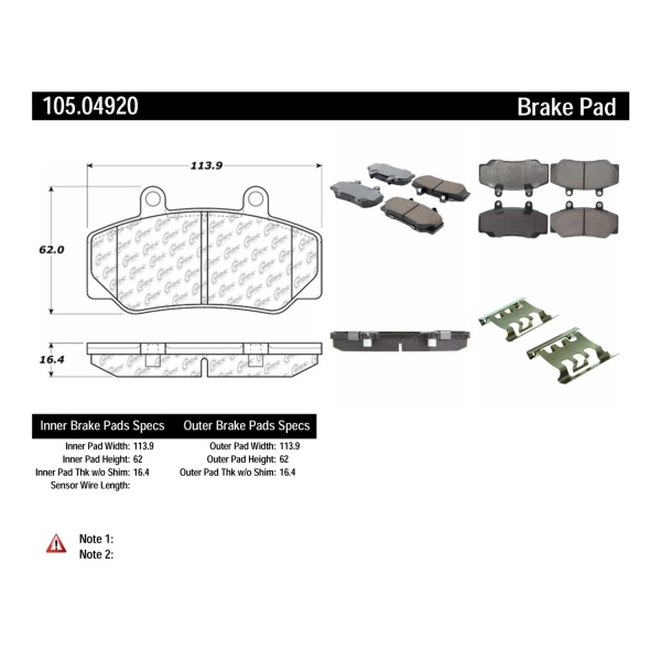 Centric Posi Quiet™ Ceramic Front Disc Brake Pads 105.04920