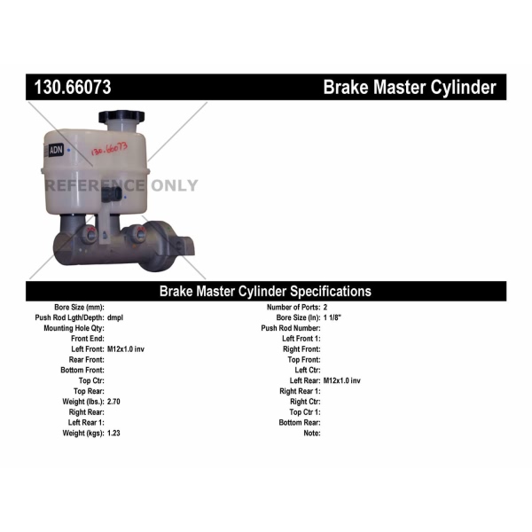 Centric Premium Brake Master Cylinder 130.66073