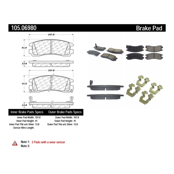 Centric Posi Quiet™ Ceramic Rear Disc Brake Pads 105.06980