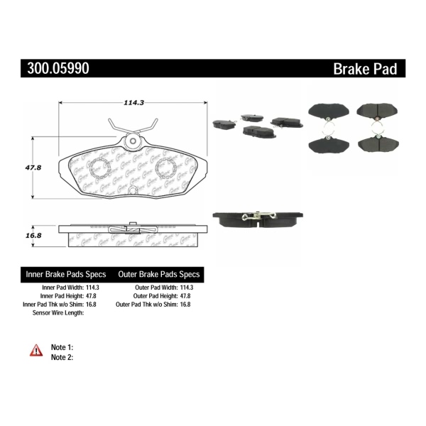 Centric Premium Semi-Metallic Rear Disc Brake Pads 300.05990