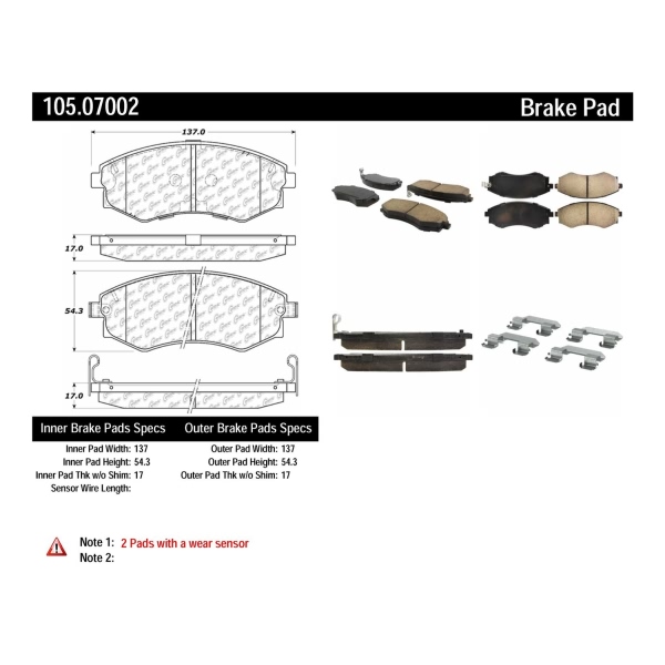 Centric Posi Quiet™ Ceramic Front Disc Brake Pads 105.07002