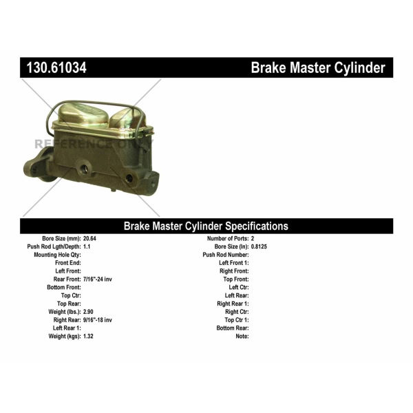 Centric Premium Brake Master Cylinder 130.61034