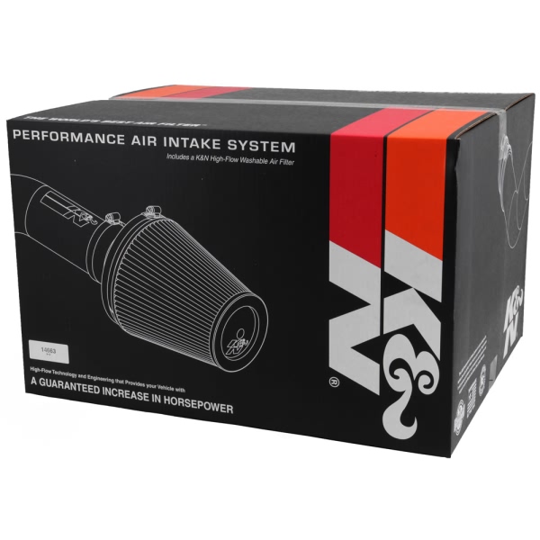K&N 57 Series FIPK Generation II High-Density Polyethylene Black Air Intake System with Red Filter and Intake Pipe and Heat Shield 57-2583