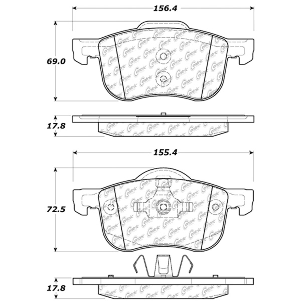 Centric Posi Quiet™ Extended Wear Semi-Metallic Front Disc Brake Pads 106.07940