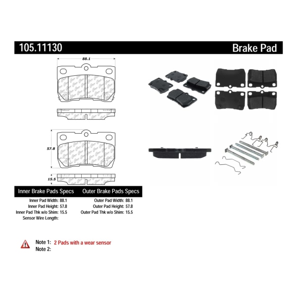 Centric Posi Quiet™ Ceramic Rear Disc Brake Pads 105.11130