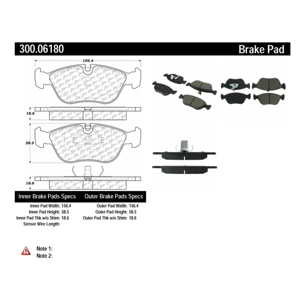 Centric Premium Semi-Metallic Front Disc Brake Pads 300.06180