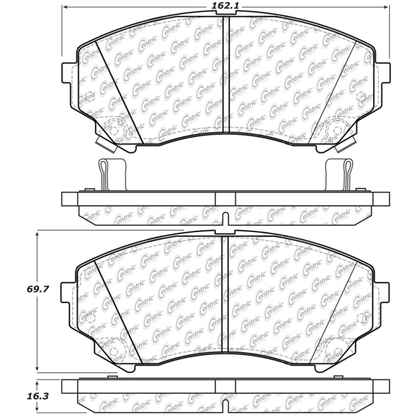 Centric Premium Semi-Metallic Front Disc Brake Pads 300.13310