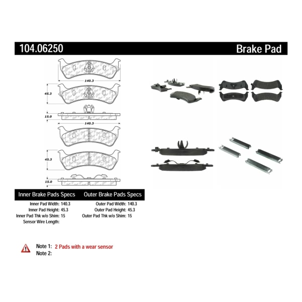 Centric Posi Quiet™ Semi-Metallic Rear Disc Brake Pads 104.06250