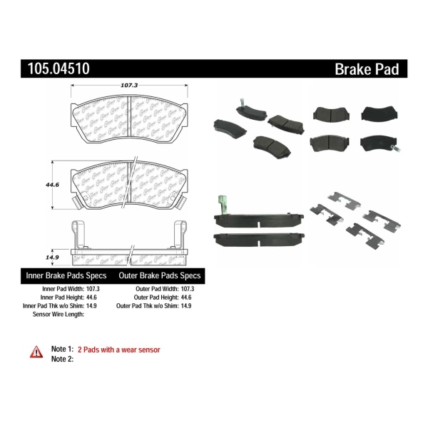 Centric Posi Quiet™ Ceramic Front Disc Brake Pads 105.04510