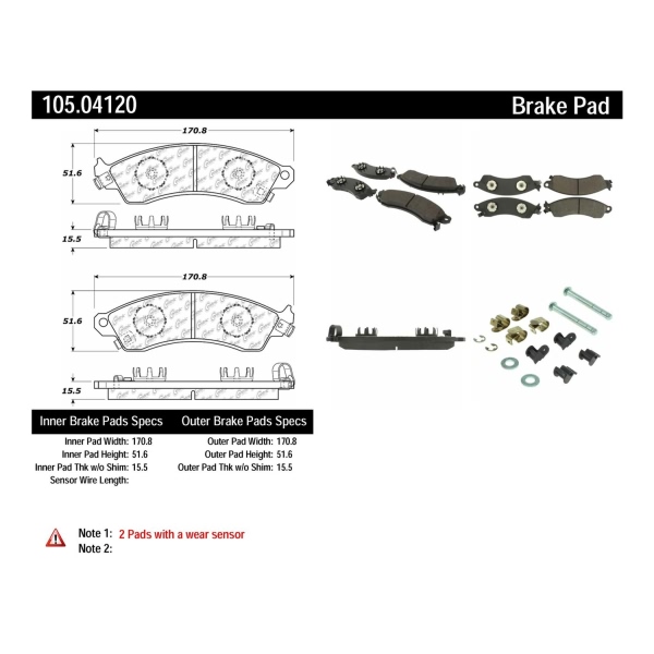 Centric Posi Quiet™ Ceramic Front Disc Brake Pads 105.04120