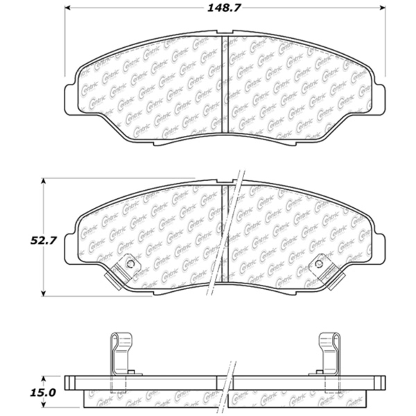 Centric Premium™ Semi-Metallic Brake Pads With Shims And Hardware 300.07740