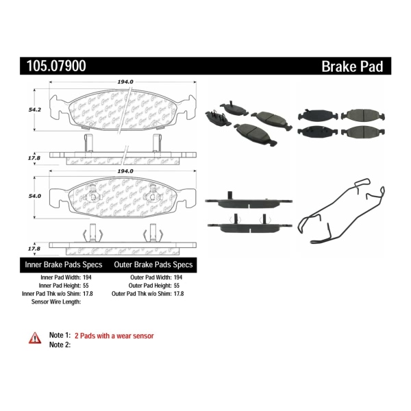 Centric Posi Quiet™ Ceramic Front Disc Brake Pads 105.07900