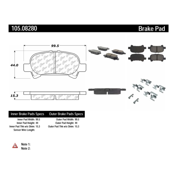 Centric Posi Quiet™ Ceramic Brake Pads With Shims And Hardware 105.08280