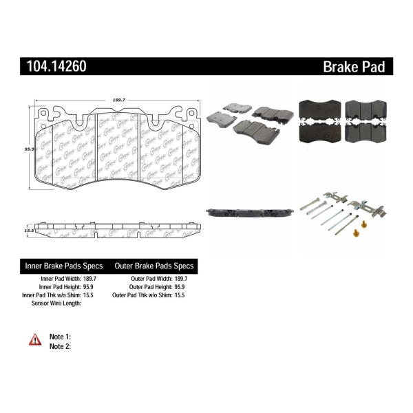 Centric Posi Quiet™ Semi-Metallic Front Disc Brake Pads 104.14260