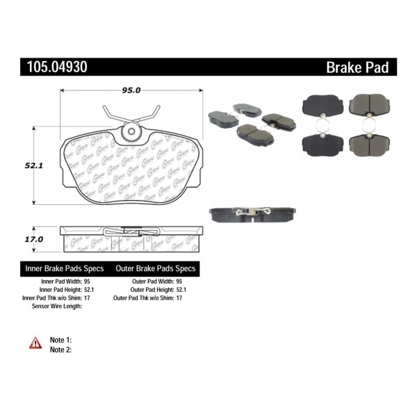 Centric Posi Quiet™ Ceramic Front Disc Brake Pads 105.04930