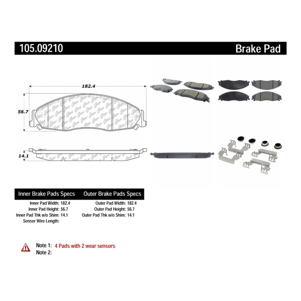 Centric Posi Quiet™ Ceramic Front Disc Brake Pads 105.09210
