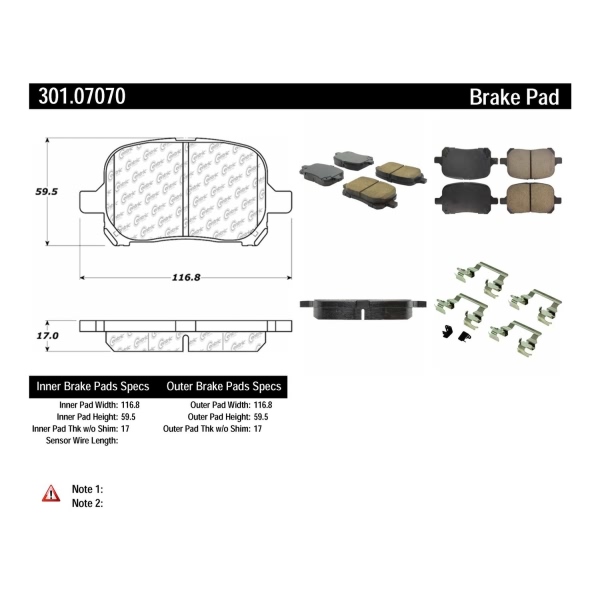 Centric Premium Ceramic Front Disc Brake Pads 301.07070