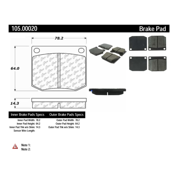 Centric Posi Quiet™ Ceramic Front Disc Brake Pads 105.00020