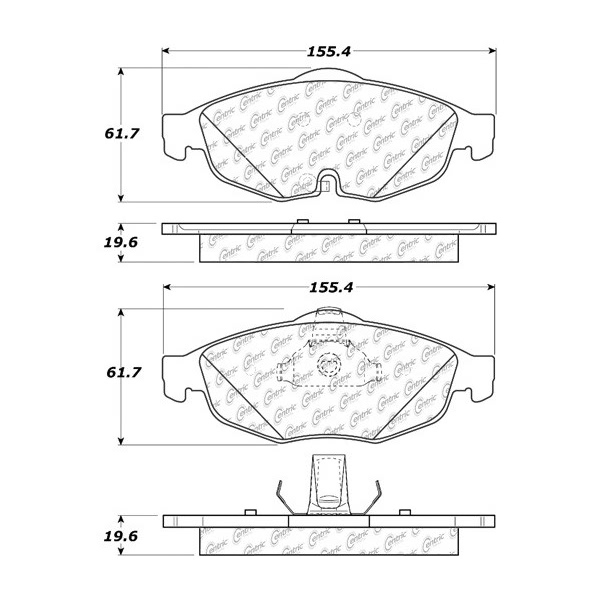 Centric Posi Quiet™ Extended Wear Semi-Metallic Front Disc Brake Pads 106.08690