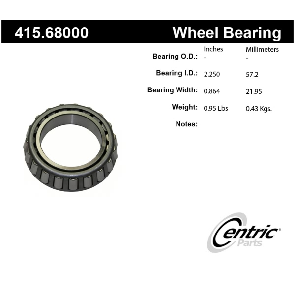 Centric Premium™ Rear Passenger Side Outer Wheel Bearing 415.68000