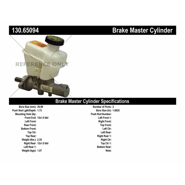 Centric Premium Brake Master Cylinder 130.65094