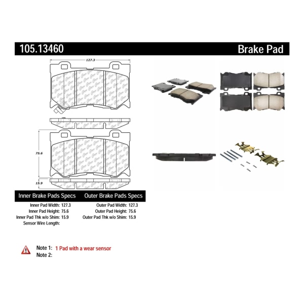 Centric Posi Quiet™ Ceramic Front Disc Brake Pads 105.13460