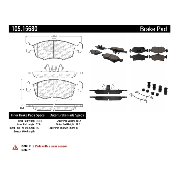 Centric Posi Quiet™ Ceramic Front Disc Brake Pads 105.15680