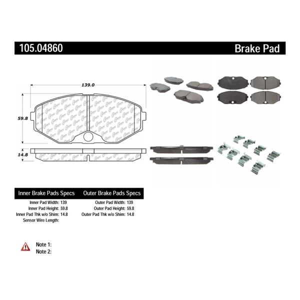 Centric Posi Quiet™ Ceramic Front Disc Brake Pads 105.04860