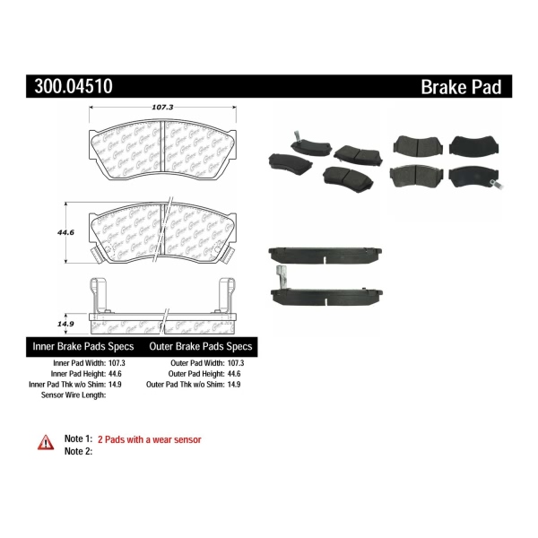 Centric Premium Semi-Metallic Front Disc Brake Pads 300.04510