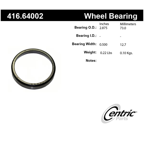 Centric Premium™ Rear Inner Wheel Bearing Race 416.64002