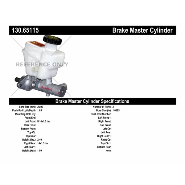 Centric Premium Brake Master Cylinder 130.65115
