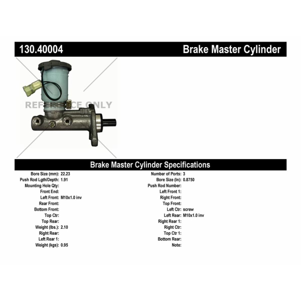 Centric Premium Brake Master Cylinder 130.40004