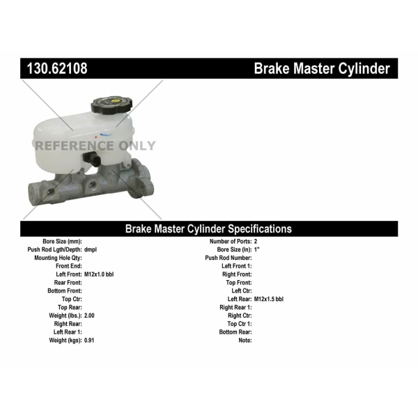 Centric Premium Brake Master Cylinder 130.62108