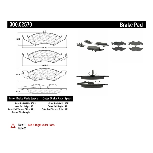 Centric Premium Semi-Metallic Front Disc Brake Pads 300.02570