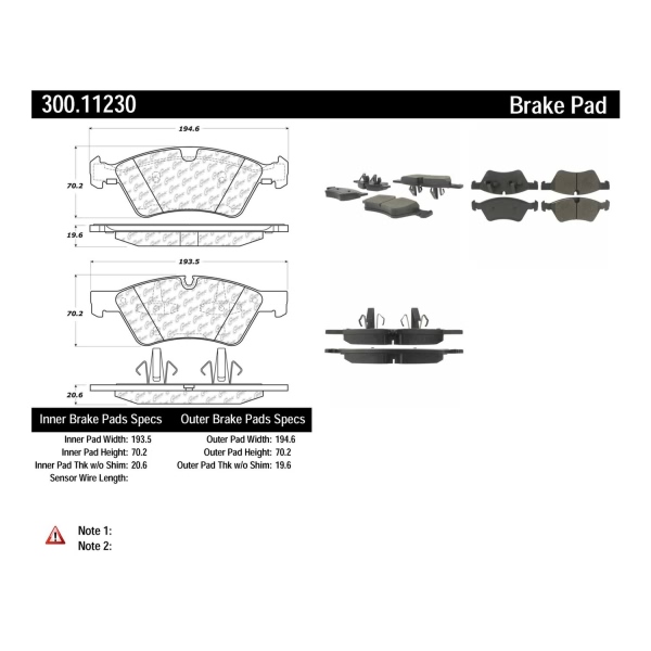 Centric Premium Semi-Metallic Front Disc Brake Pads 300.11230