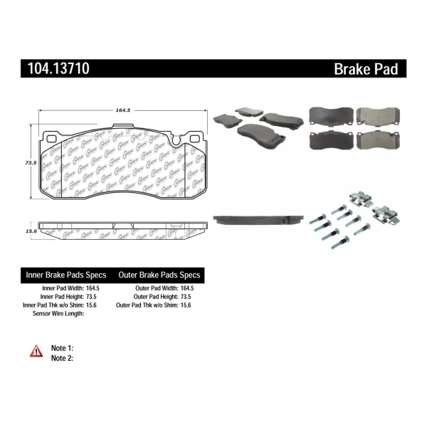Centric Posi Quiet™ Semi-Metallic Front Disc Brake Pads 104.13710