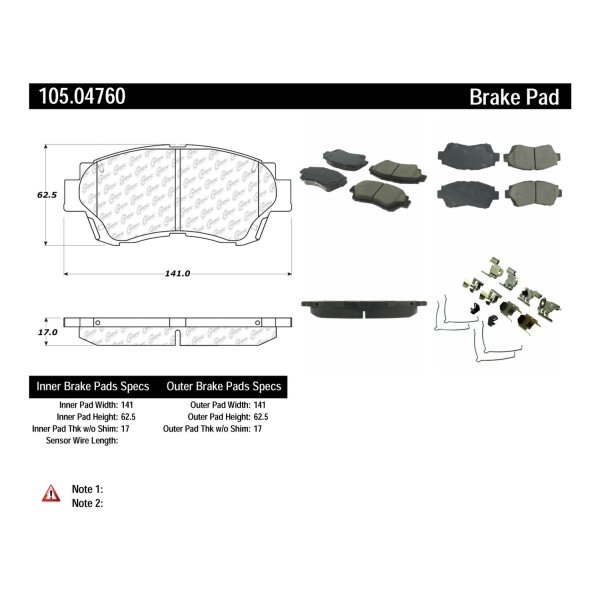 Centric Posi Quiet™ Ceramic Front Disc Brake Pads 105.04760