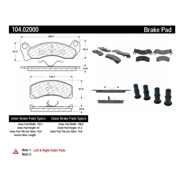 Centric Posi Quiet™ Semi-Metallic Front Disc Brake Pads 104.02000