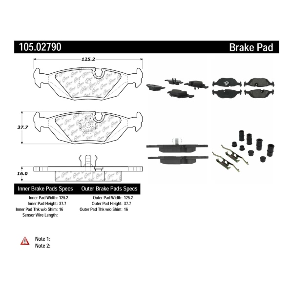 Centric Posi Quiet™ Ceramic Rear Disc Brake Pads 105.02790