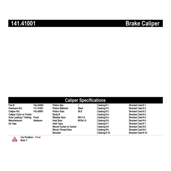 Centric Semi-Loaded Brake Caliper 141.41001