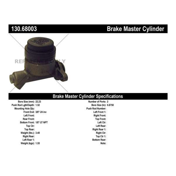 Centric Premium Brake Master Cylinder 130.68003