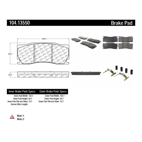 Centric Posi Quiet™ Semi-Metallic Front Disc Brake Pads 104.13550