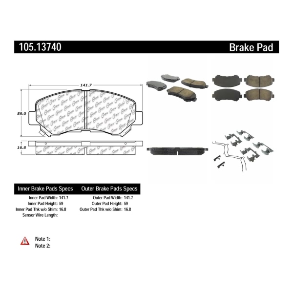 Centric Posi Quiet™ Ceramic Front Disc Brake Pads 105.13740