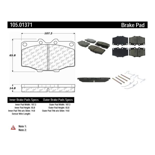 Centric Posi Quiet™ Ceramic Front Disc Brake Pads 105.01371