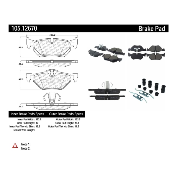 Centric Posi Quiet™ Ceramic Rear Disc Brake Pads 105.12670