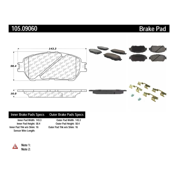 Centric Posi Quiet™ Ceramic Front Disc Brake Pads 105.09060