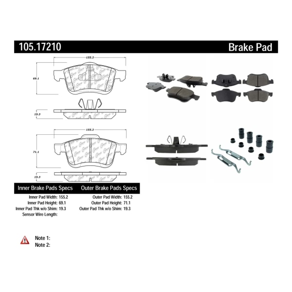 Centric Posi Quiet™ Ceramic Front Disc Brake Pads 105.17210